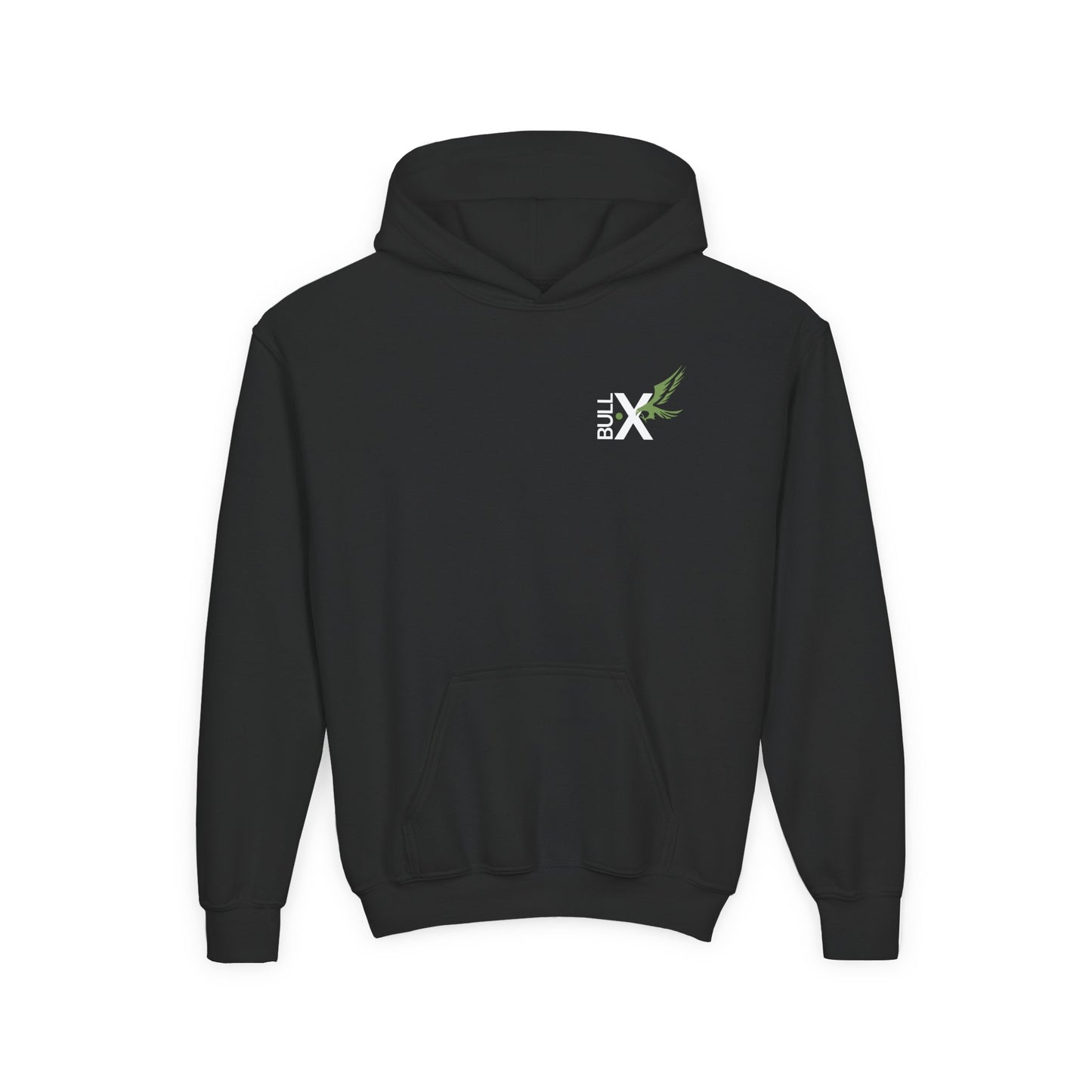 Youth Heavy Blend Hoodie with Bull X Design, Unisex Sweatshirt, Casual Wear, Gift for Teens, Streetwear, Everyday Comfort
