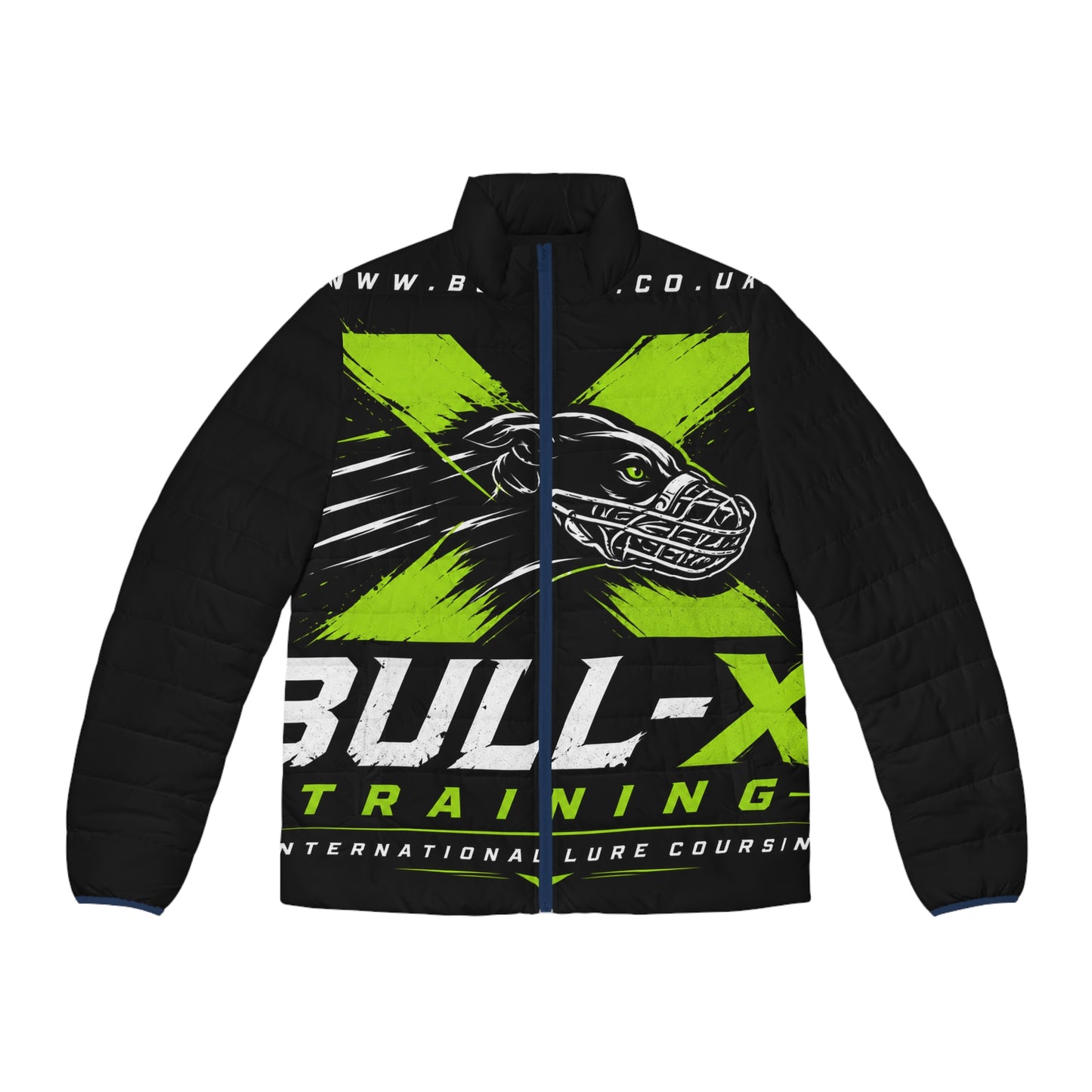 Bull-X Training Puffer Jacket — Neon Green Logo Men's Winter Coat