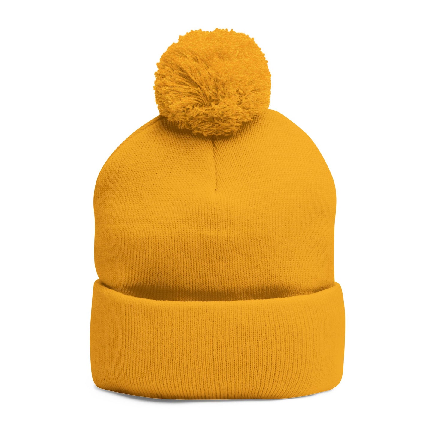 Embroidered Pom-Pom Beanie — Midlands Pedigree Grey Knit Cap