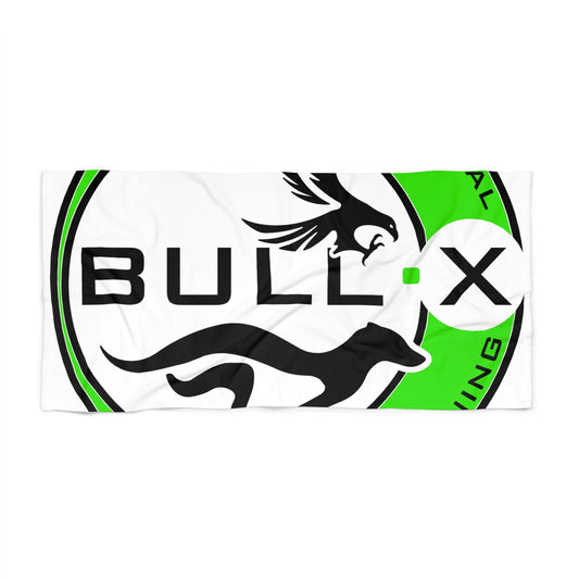 Custom Graphic Beach Towel with Bull-X Design, Perfect for Summer, Pool Day, Beach Trip, Gift for Beach Lovers, Unique Swim Accessory
