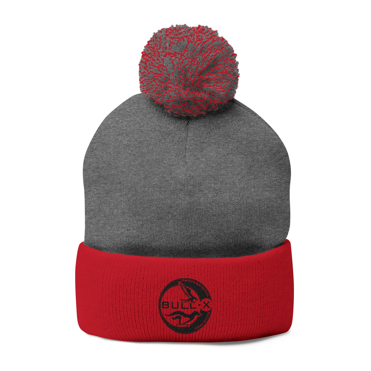 Embroidered Pom-Pom Knit Beanie