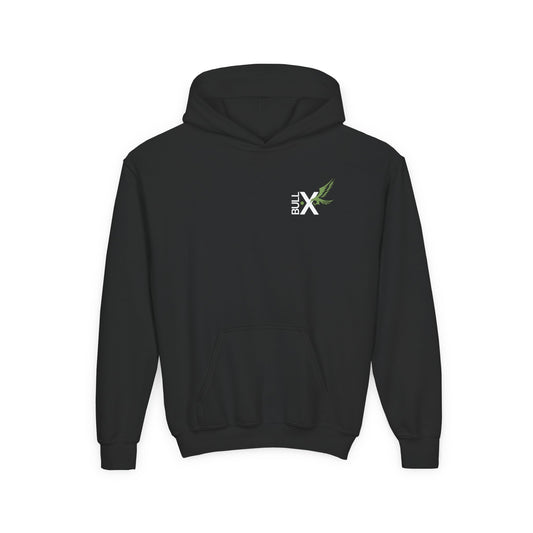 Youth Heavy Blend Hoodie with Bull X Design, Unisex Sweatshirt, Casual Wear, Gift for Teens, Streetwear, Everyday Comfort
