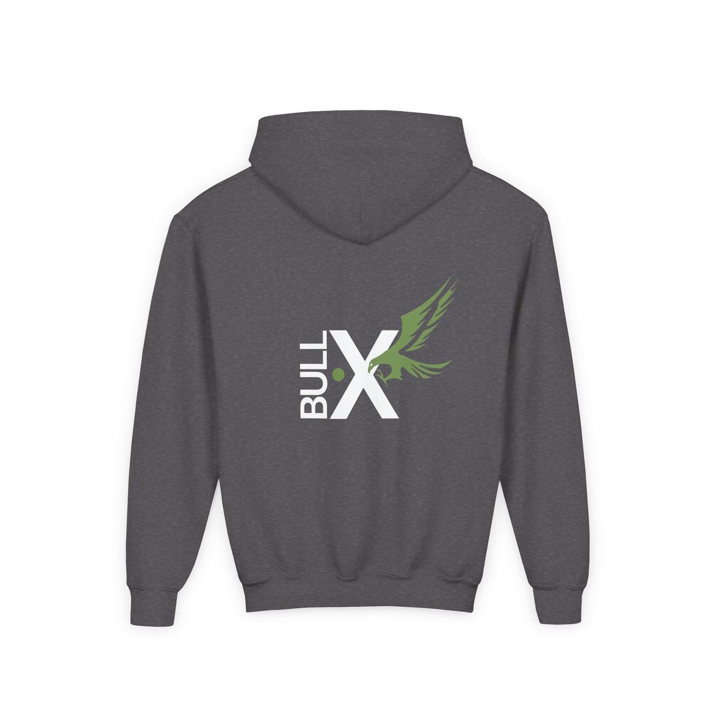 Youth Heavy Blend Hoodie with Bull X Design, Unisex Sweatshirt, Casual Wear, Gift for Teens, Streetwear, Everyday Comfort