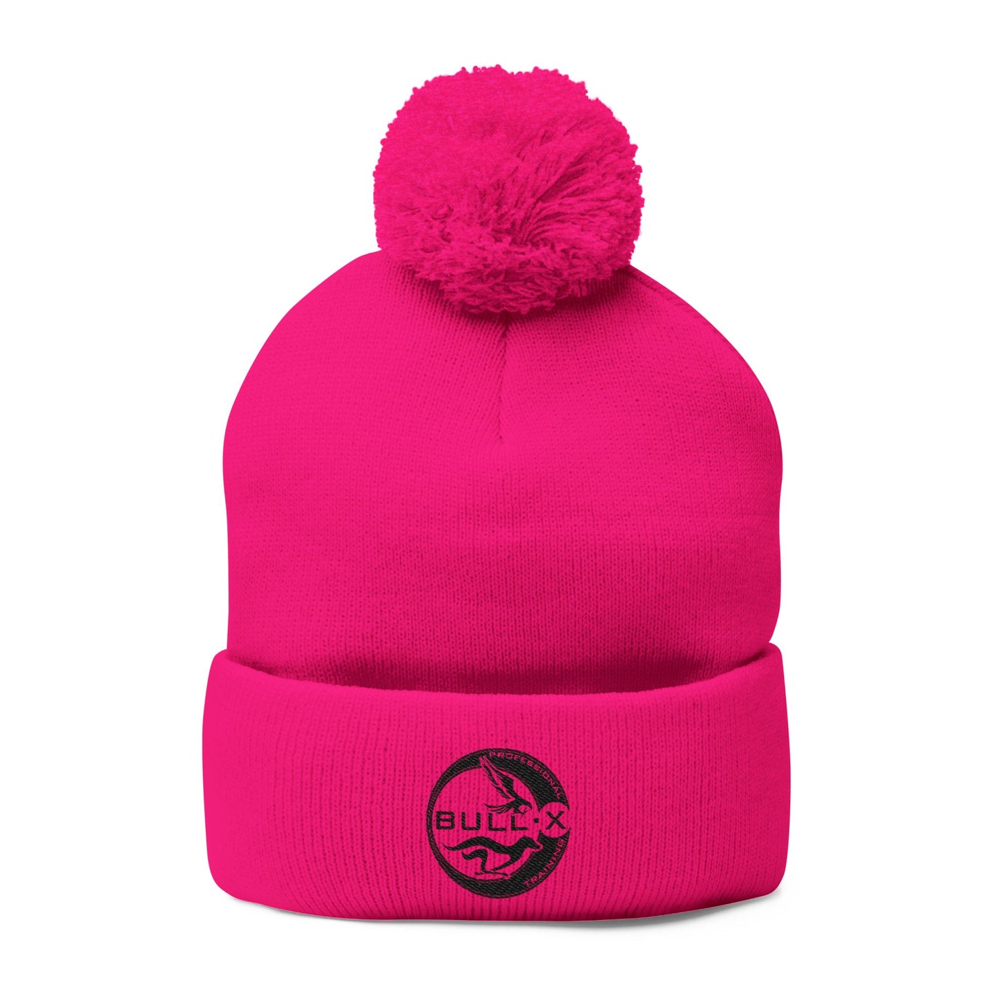 Embroidered Pom-Pom Knit Beanie