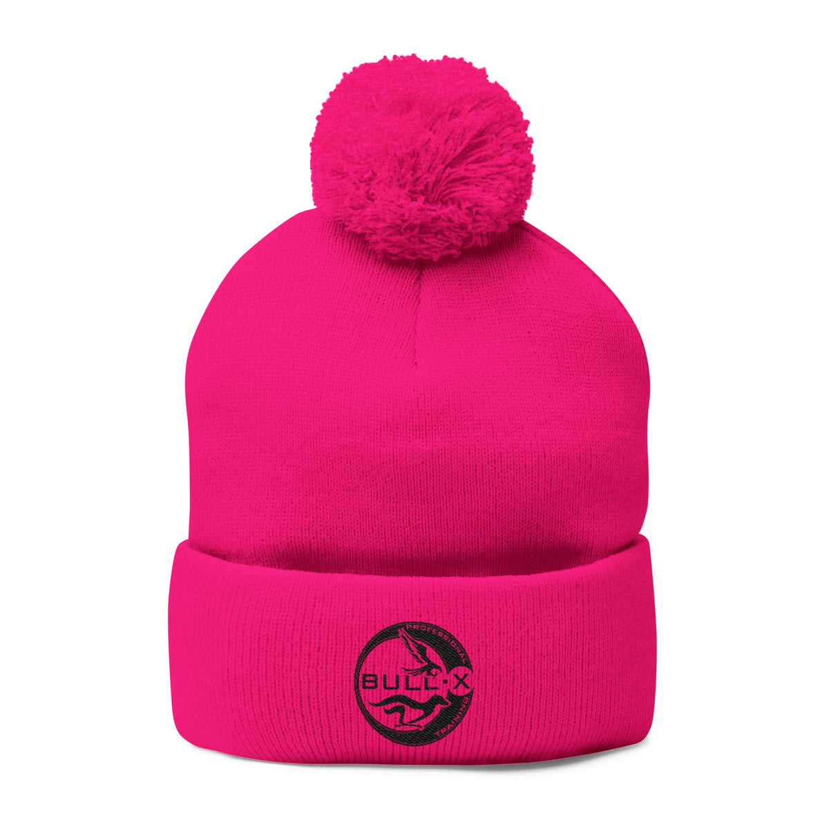 Embroidered Pom-Pom Knit Beanie
