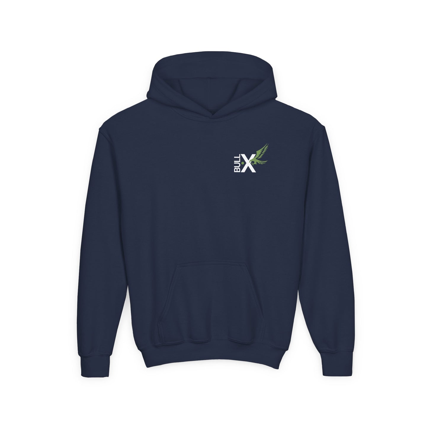 Youth Heavy Blend Hoodie with Bull X Design, Unisex Sweatshirt, Casual Wear, Gift for Teens, Streetwear, Everyday Comfort