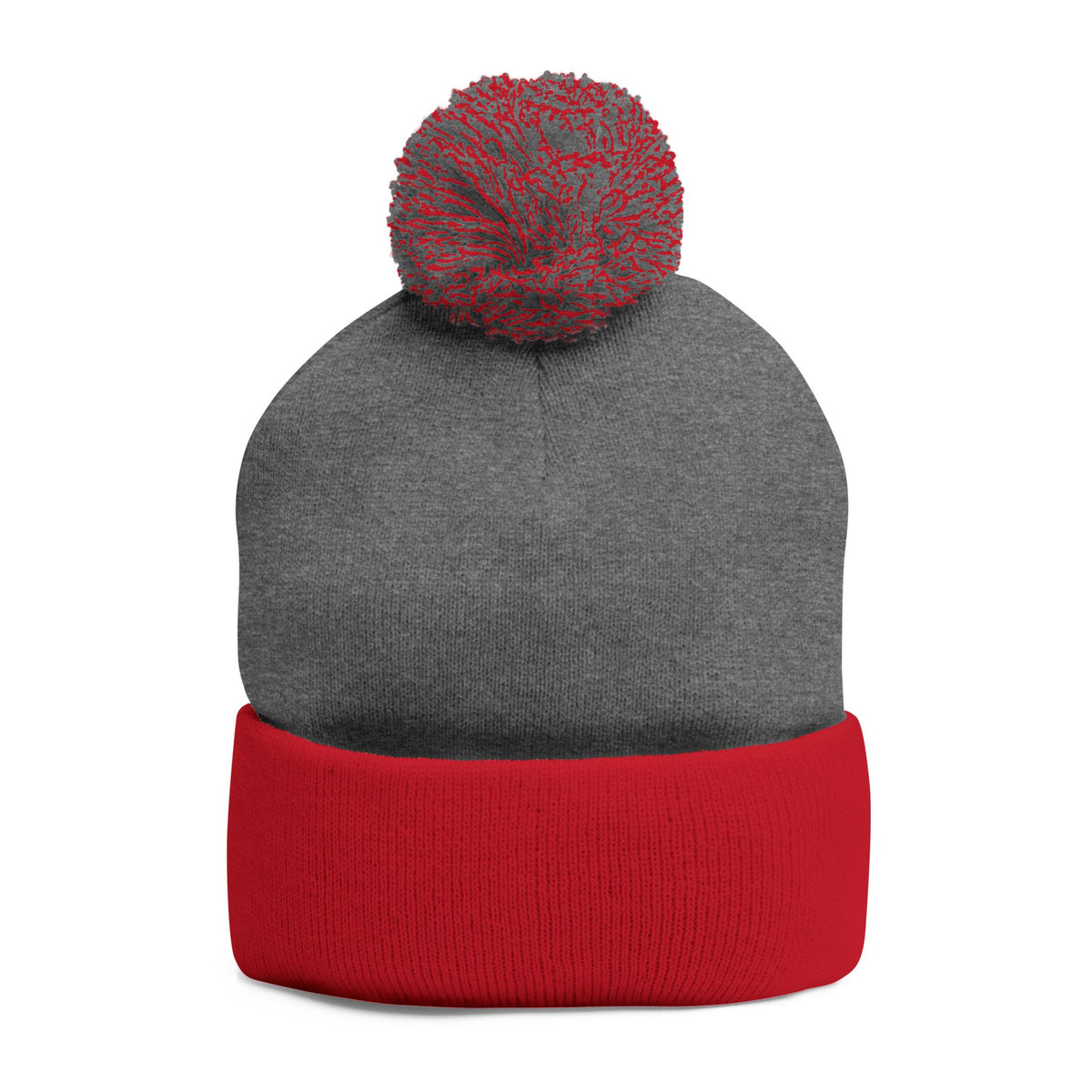 Embroidered Pom-Pom Knit Beanie
