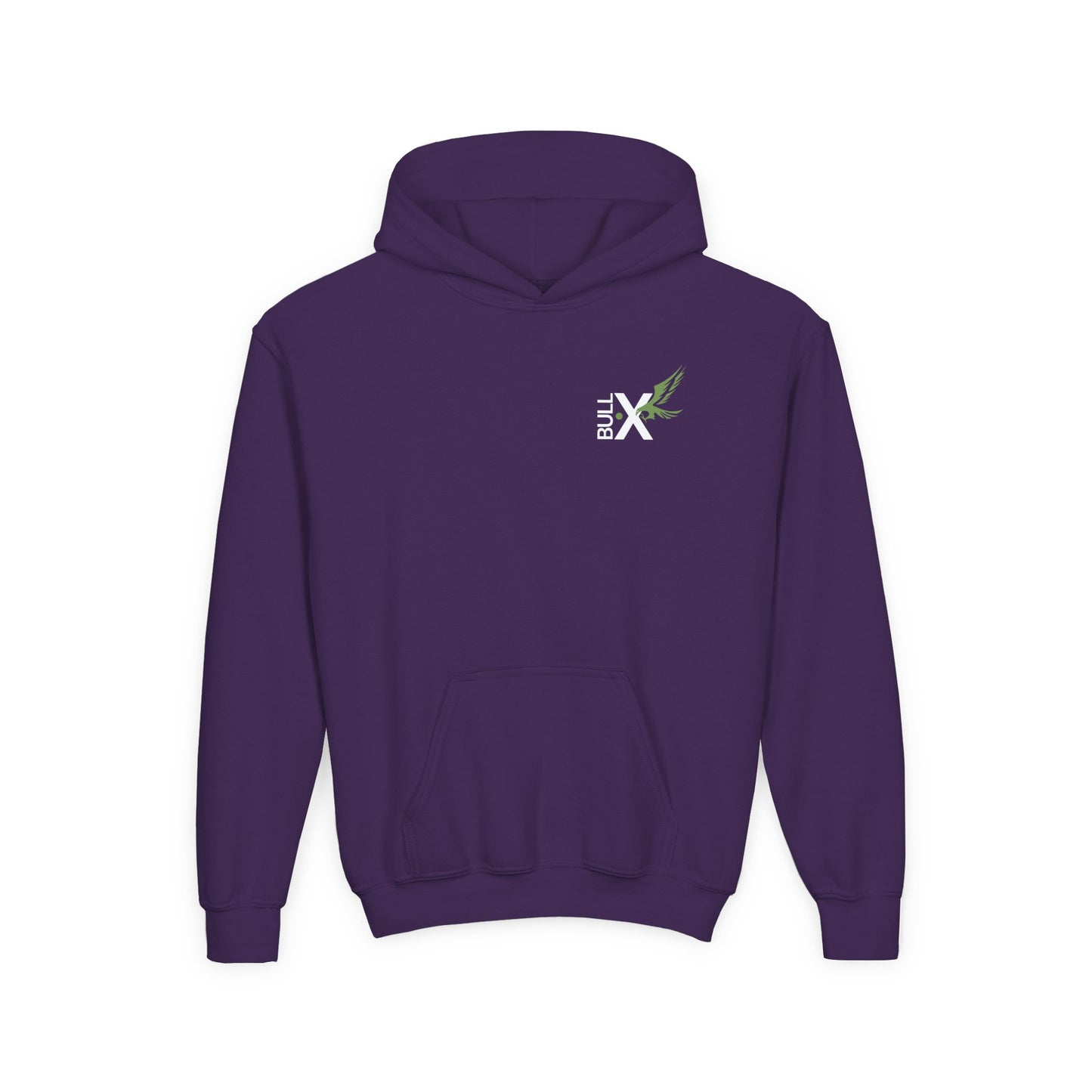 Youth Heavy Blend Hoodie with Bull X Design, Unisex Sweatshirt, Casual Wear, Gift for Teens, Streetwear, Everyday Comfort