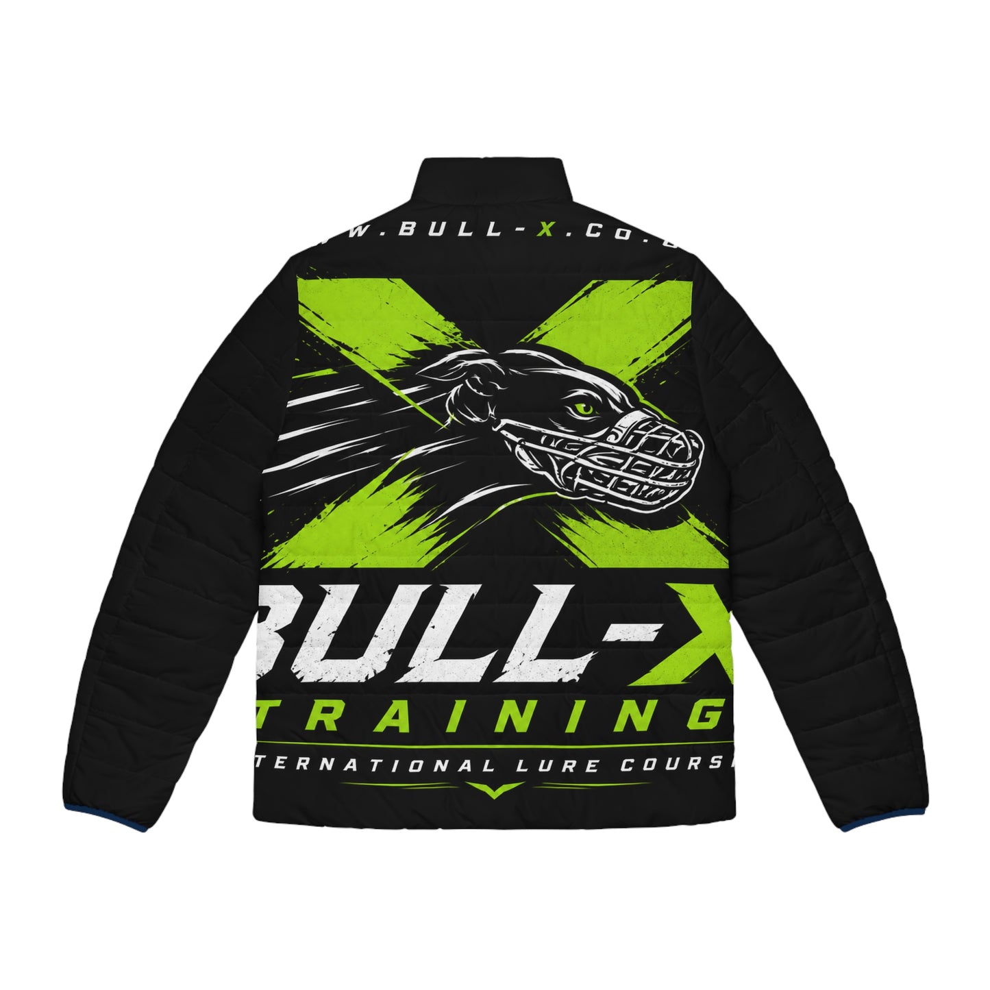 Bull-X Training Puffer Jacket — Neon Green Logo Men's Winter Coat