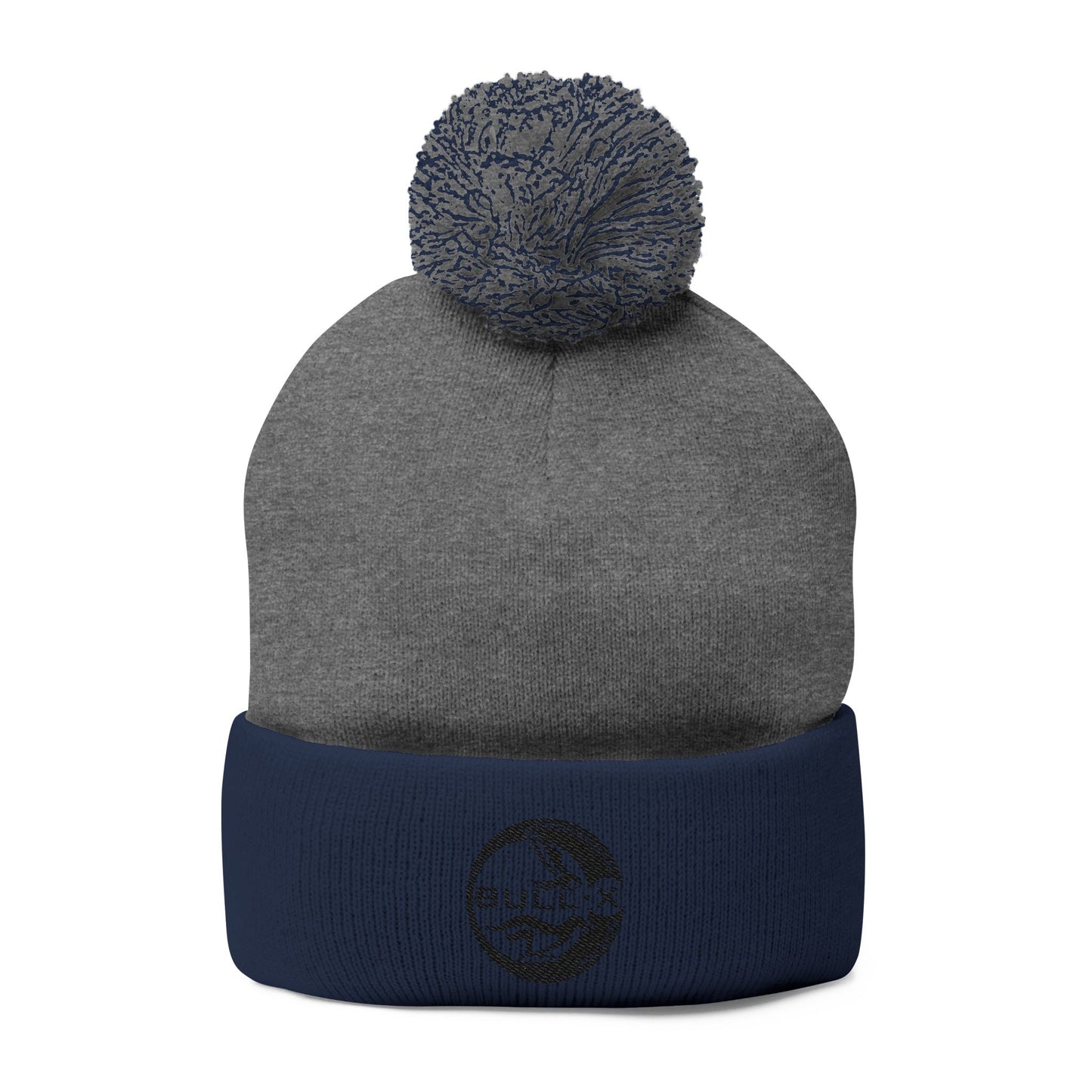 Embroidered Pom-Pom Knit Beanie