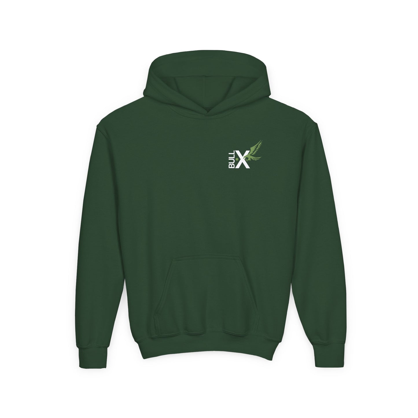 Youth Heavy Blend Hoodie with Bull X Design, Unisex Sweatshirt, Casual Wear, Gift for Teens, Streetwear, Everyday Comfort