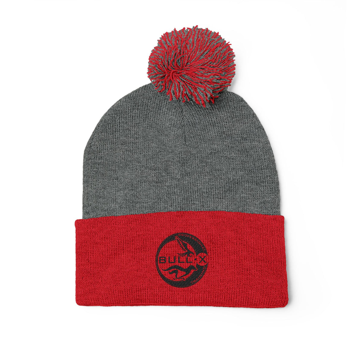 Embroidered Pom-Pom Knit Beanie