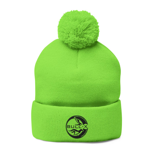 Embroidered Pom-Pom Knit Beanie